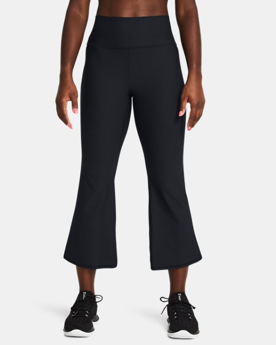 กางเกงขาบานทรงคร็อป UA Meridian Rib สำหรับผู้หญิง in Black image number 0